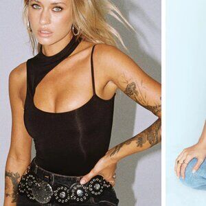 Princess Polly Molly Asymmetric Bodysuit Black US 2 / AUS 6 NWT